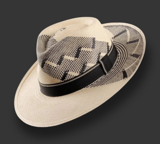 Panama hat with spiral pattern