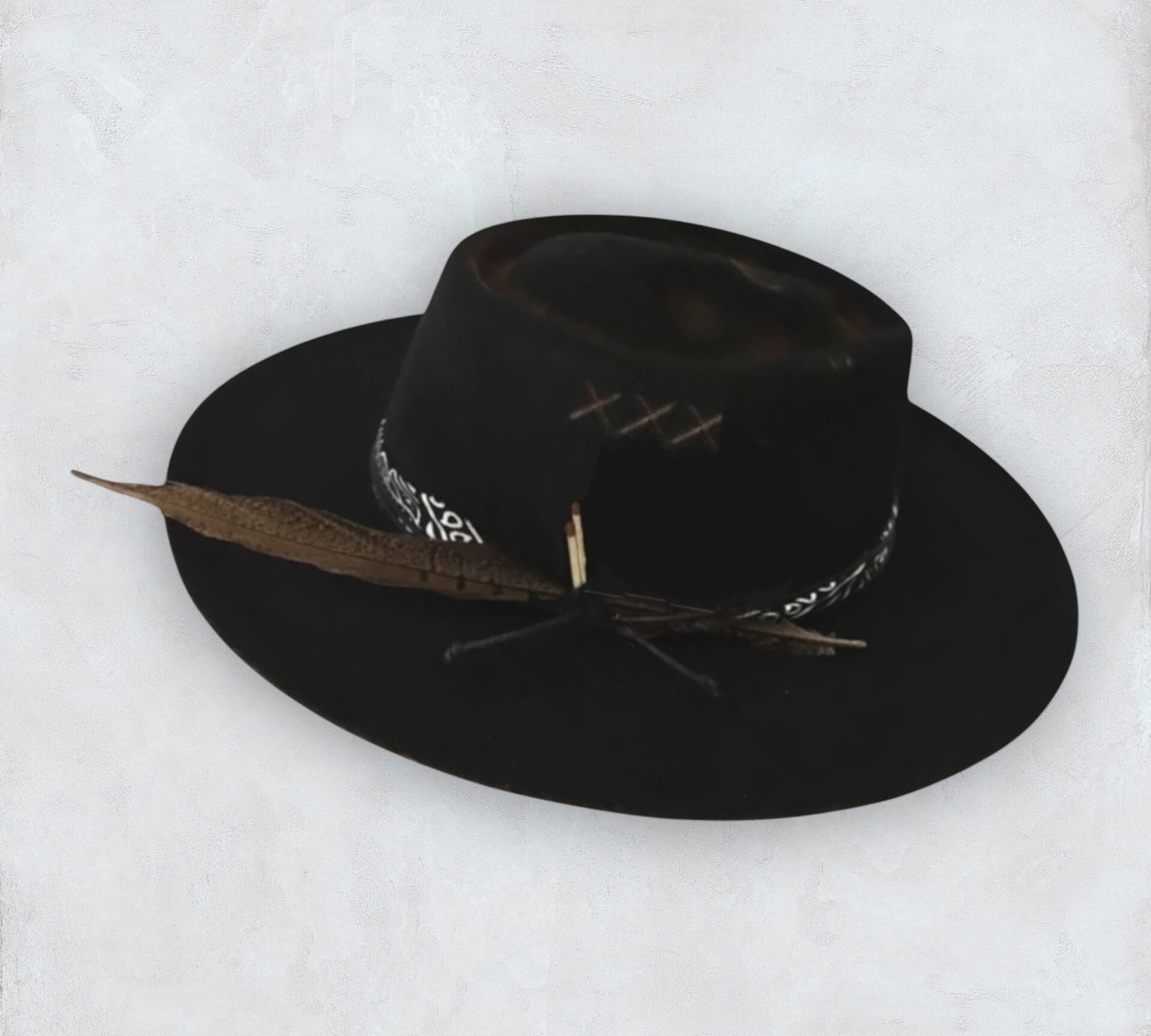 Black Boater Outback Hat - "Gambler"