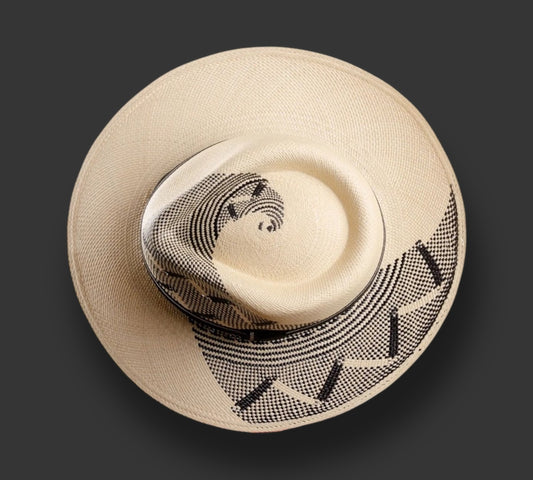 Panama hat with spiral pattern