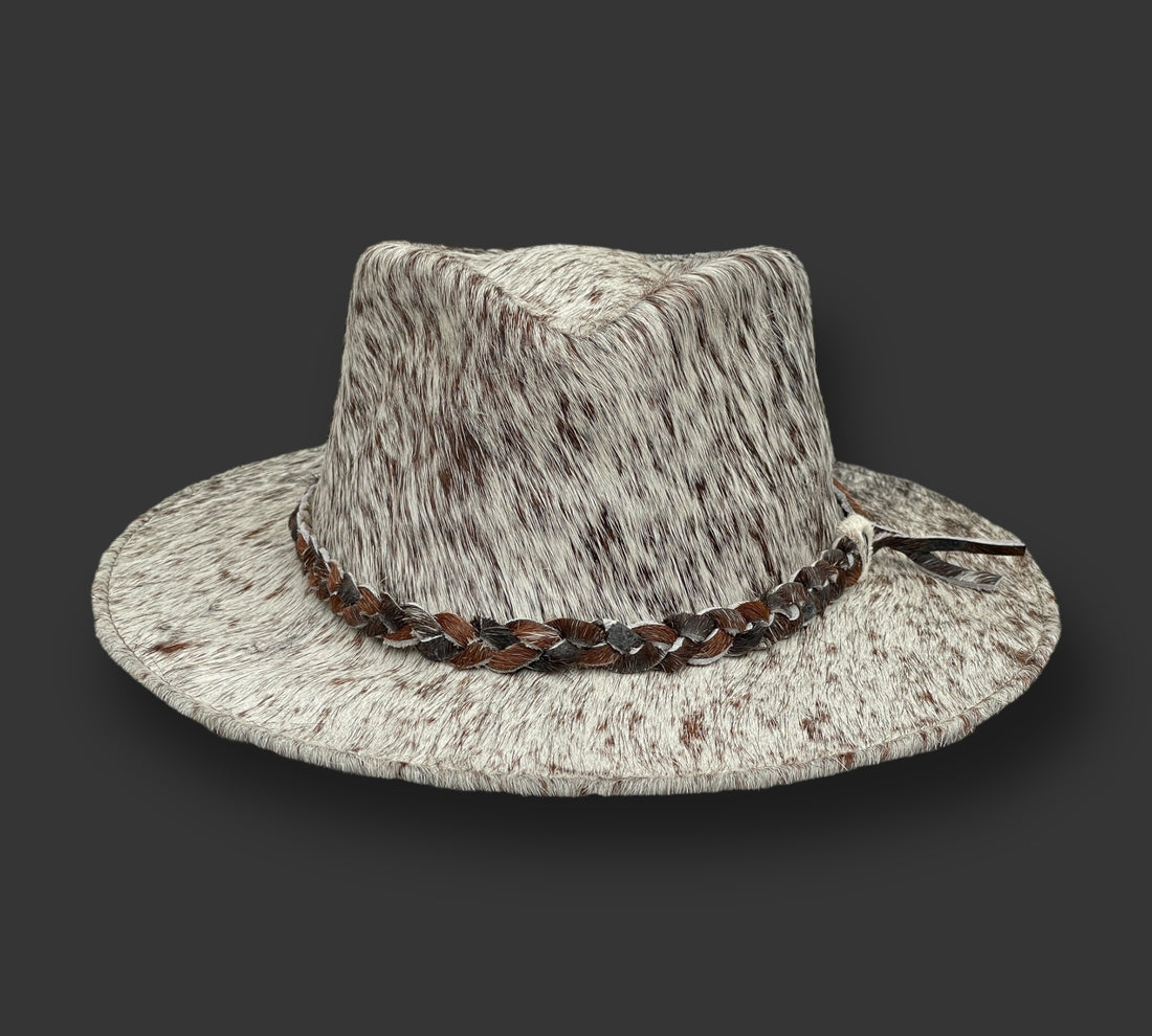 Cowhide Fedora Hat from Ecuador. Perfect sun protection.  Highest quality hat. Handmade hat for men and women.