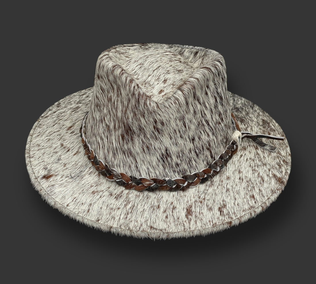 Cowhide Fedora Hat from Ecuador. Perfect sun protection.  Highest quality hat. Handmade hat for men and women.