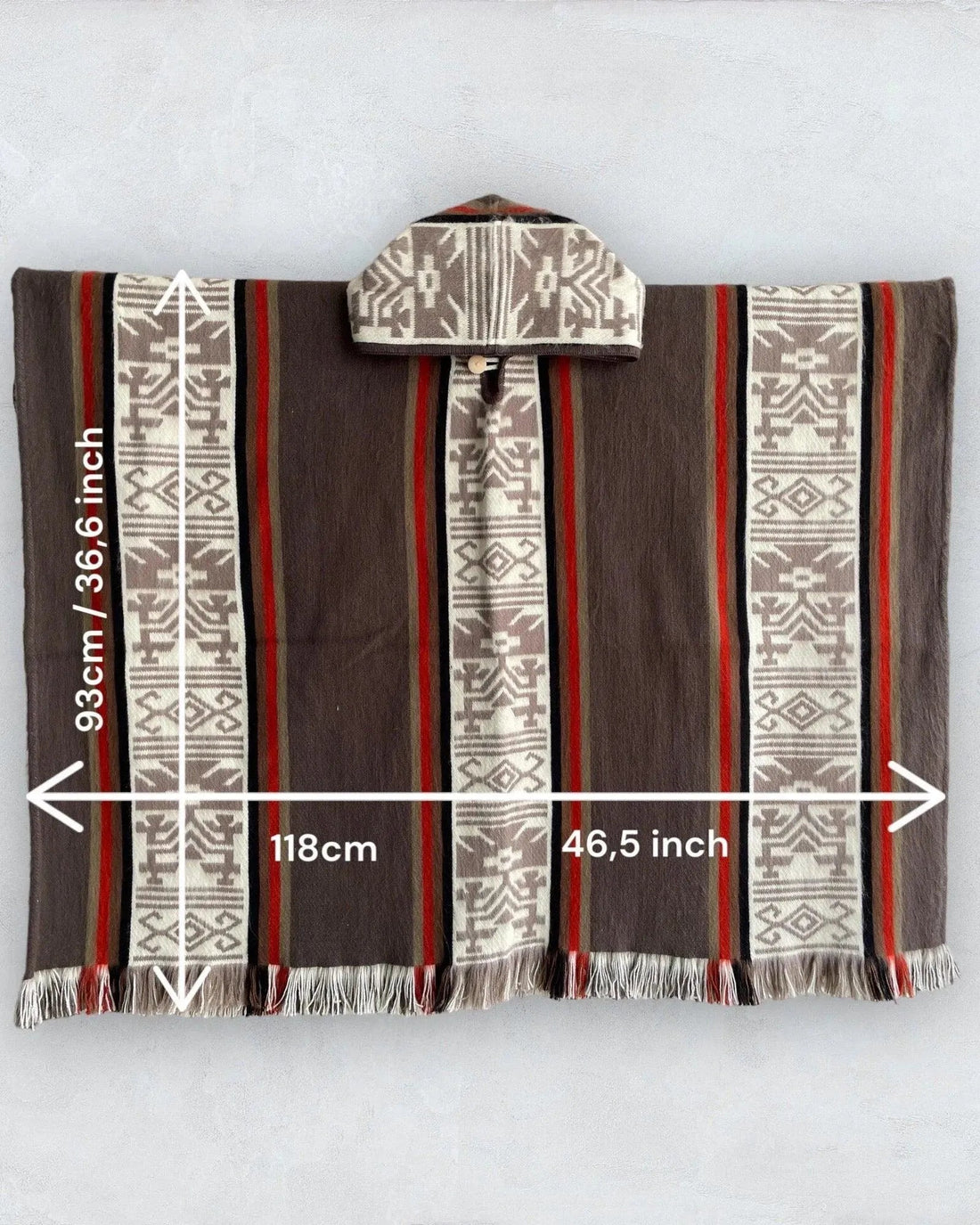 Poncho with Hood Wool Beige Mocha - TomHats