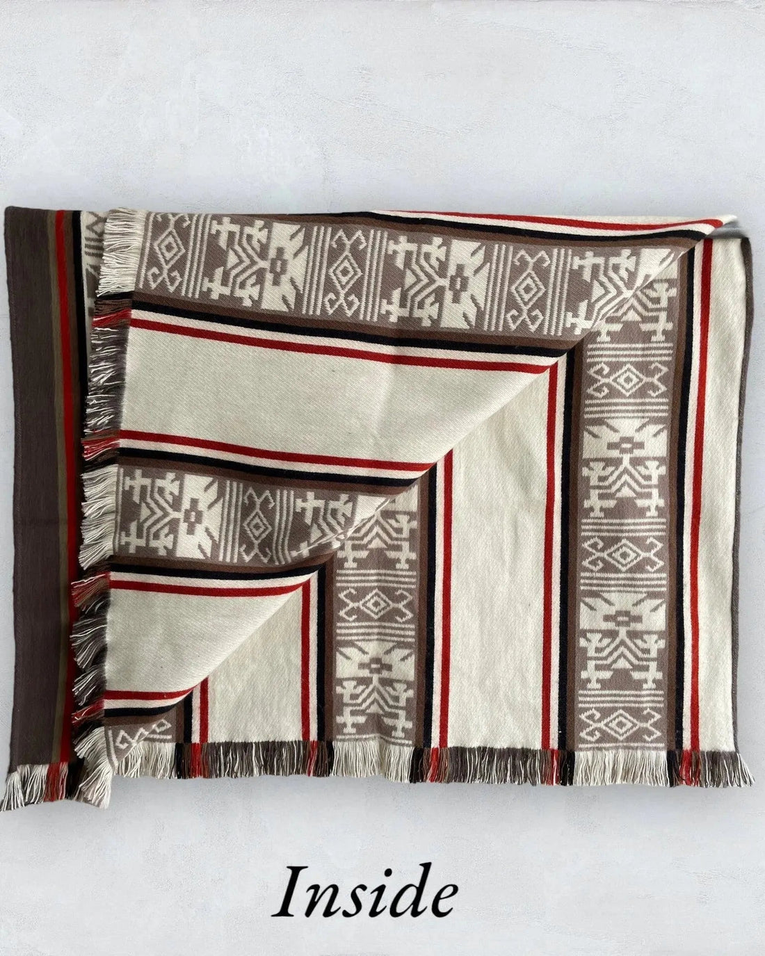 Poncho with Hood Wool Beige Mocha - TomHats