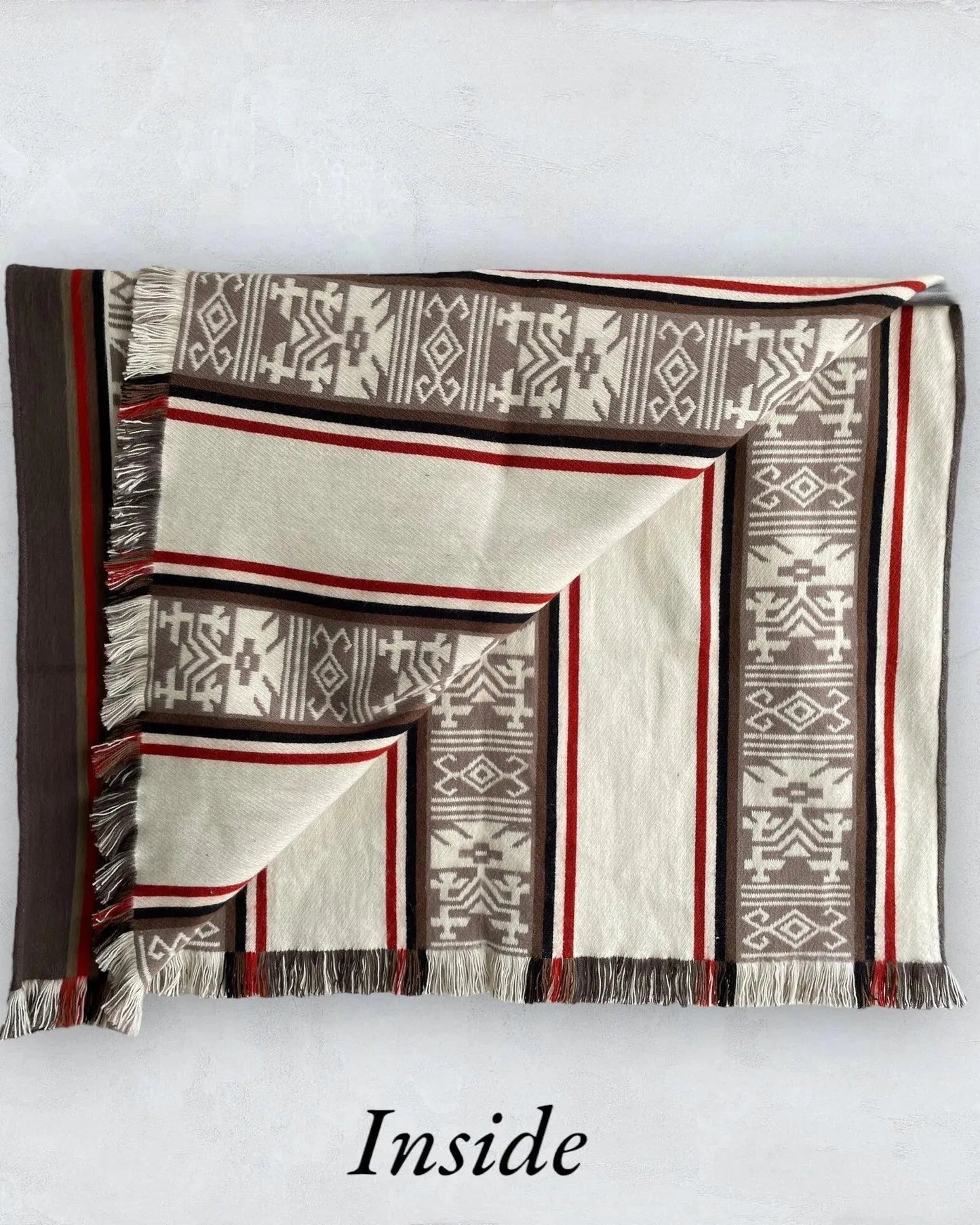 Poncho with Hood Wool Beige Mocha - TomHats