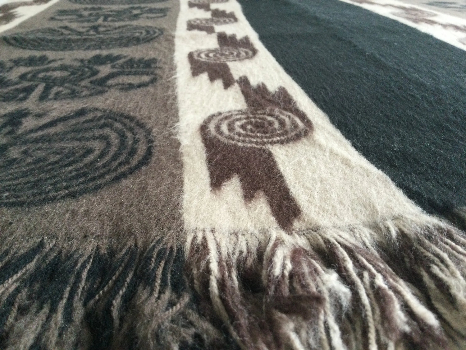 Poncho - Hooded Poncho Of Wool - Chocolate