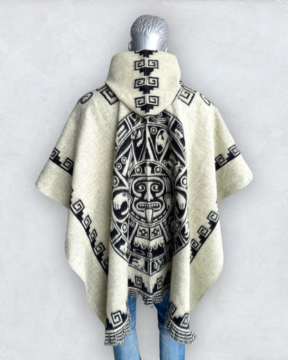 Poncho Hood Wool Maya White - TomHats