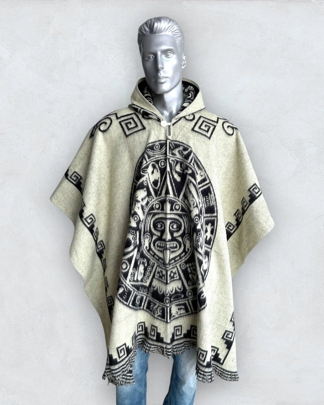 pothead poncho Poncho with Hood Wool Maya, Color White