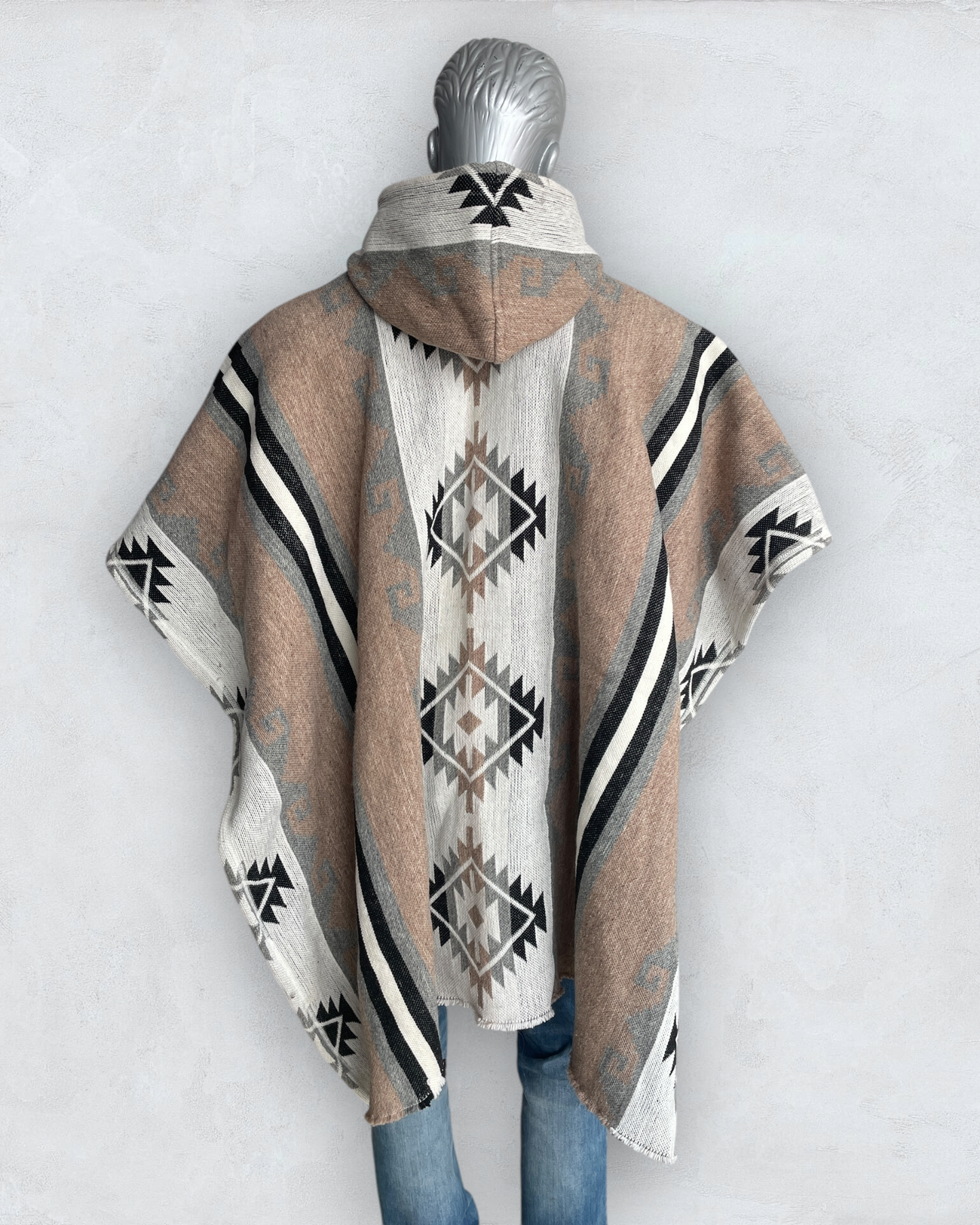 Poncho Hood Wool beige with