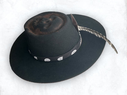 Black Boater Skull Outback Hat - "Gambler"