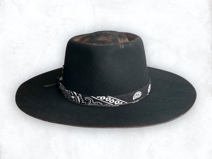 Black Boater Skull Outback Hat - "Gambler"