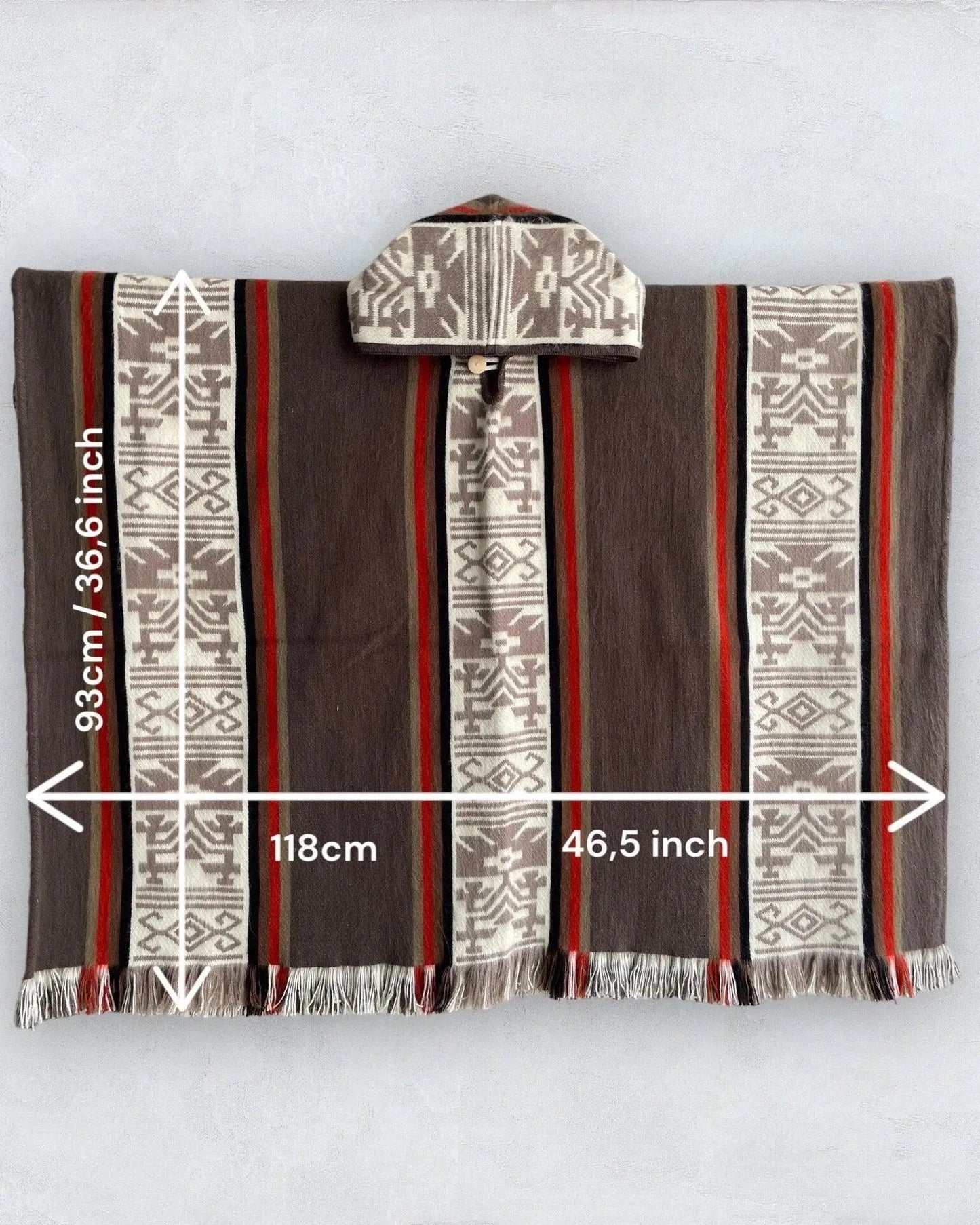 Poncho with Hood Wool Beige Mocha - TomHats