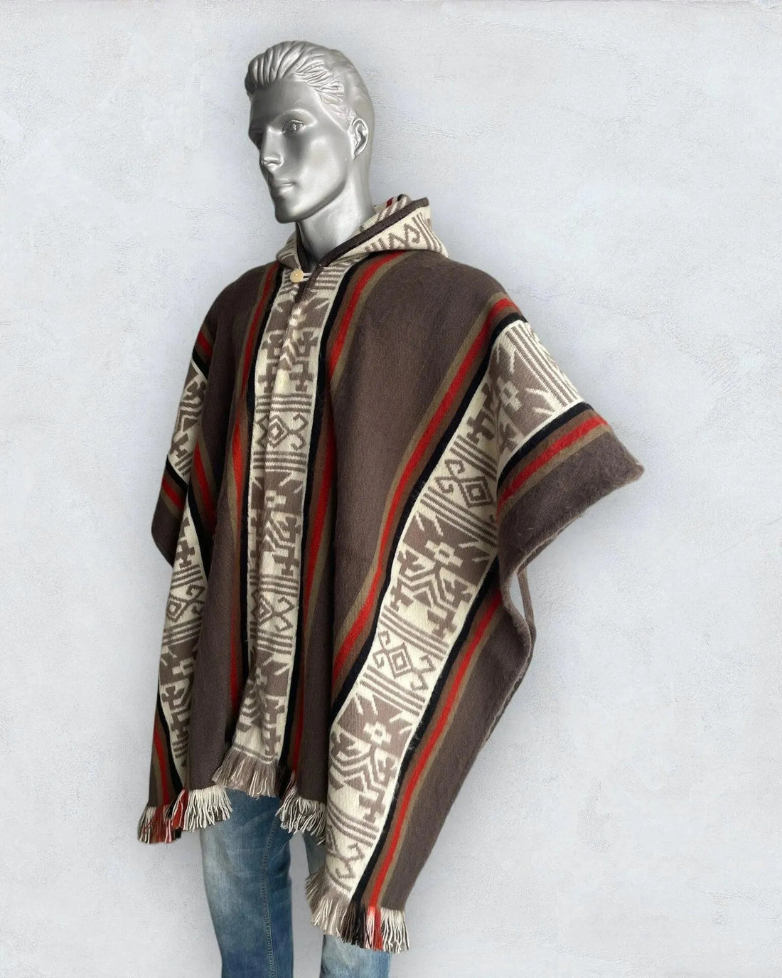 Poncho with Hood Wool Beige Mocha - TomHats