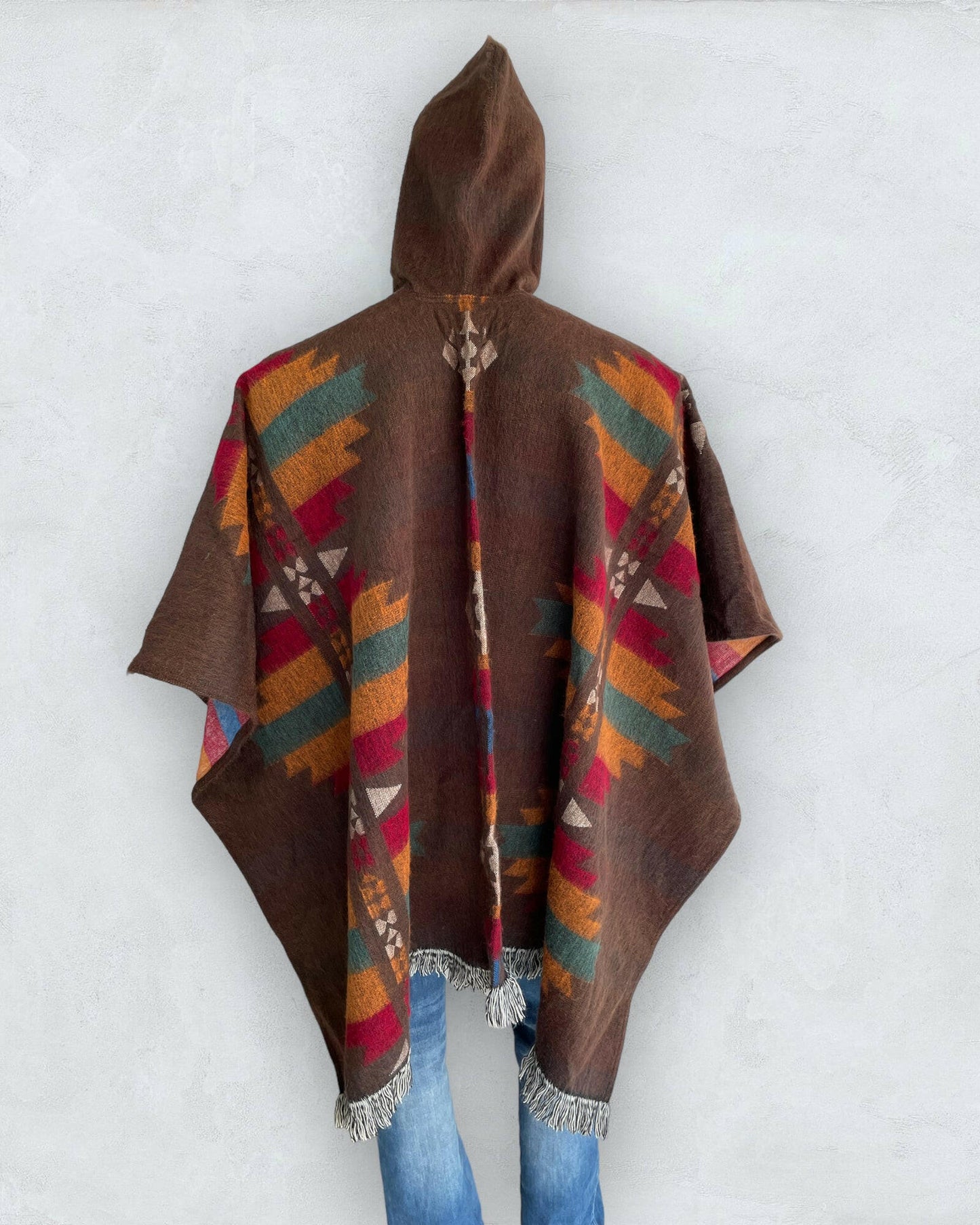 Poncho Hood Wool Brown - andeanstyle