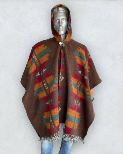 Poncho Hood Wool Brown - TomHats