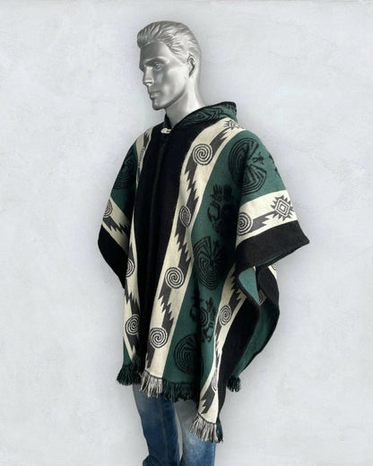 Poncho Hood Wool Green - TomHats