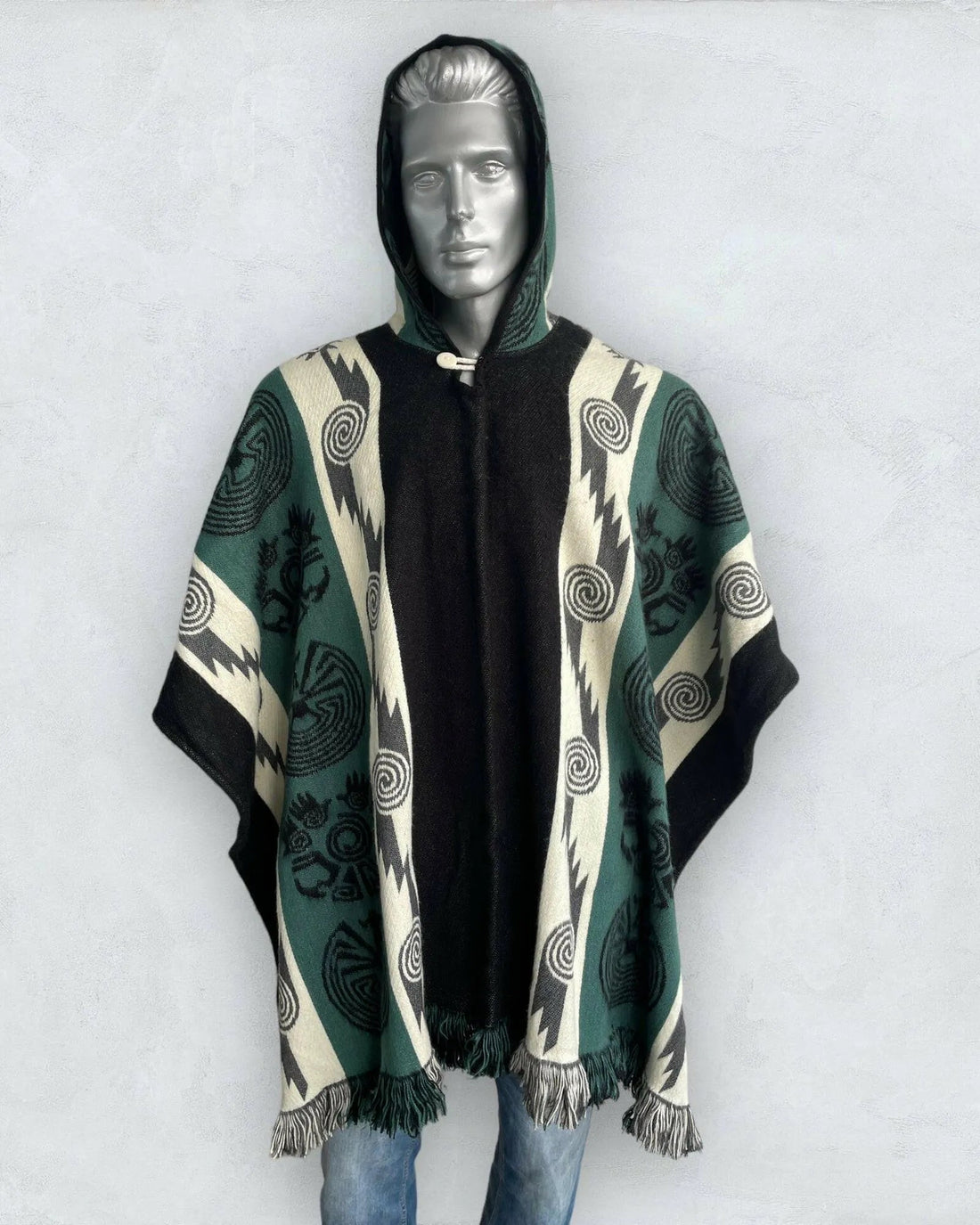 Poncho Hood Wool Green - TomHats