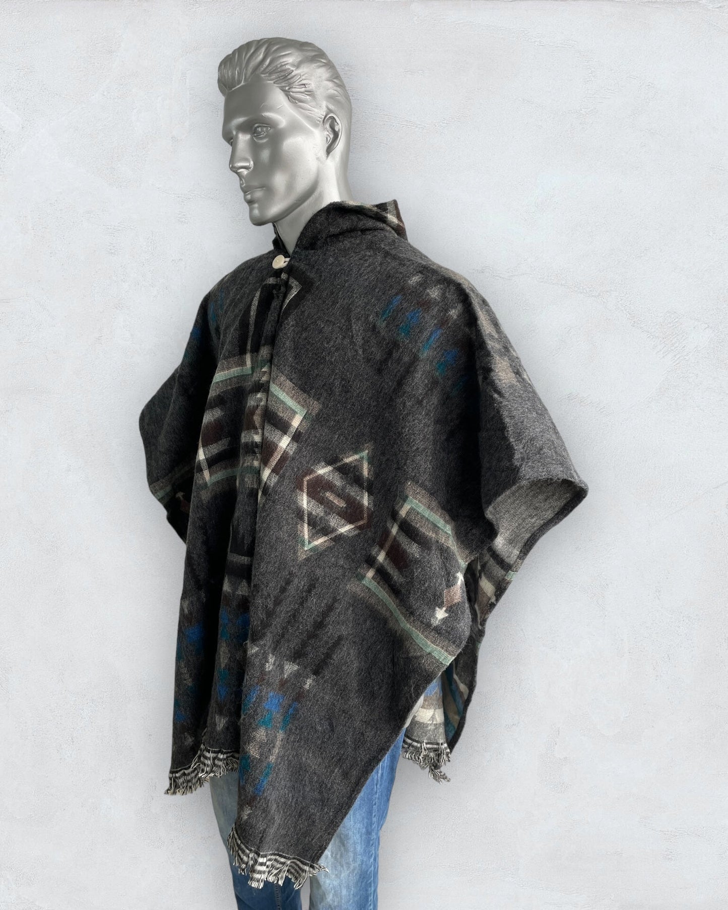 Poncho Hood Wool Mint - andeanstyle