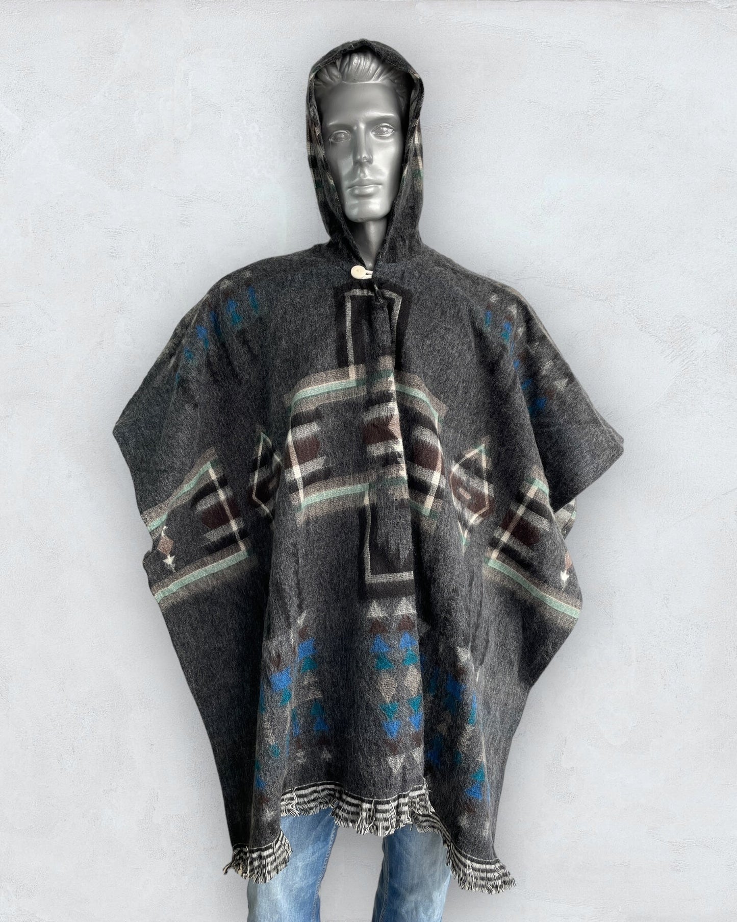 Poncho Hood Wool Mint - andeanstyle