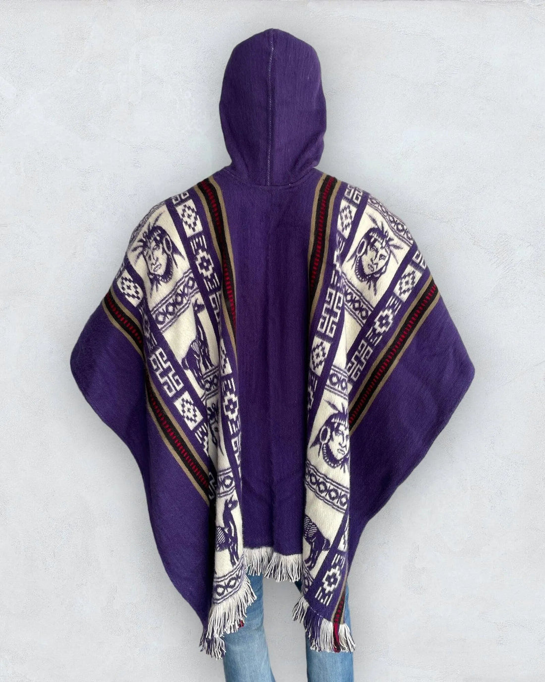 Wool Poncho with Hood color purple - TomHats